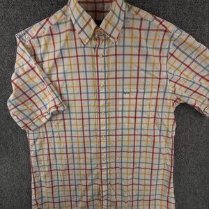 Paul & Shark Yachting Button Up Shirt Men Colorful Check Size 39 Short Sleeve
